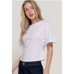 1217 • Cumulous White Cotton Blend Defined Silhouette T Shirt